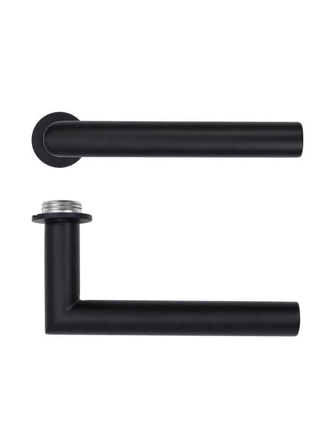 Zoo Hardware Lugano Lever on 32mm Round Mini Rose - Black