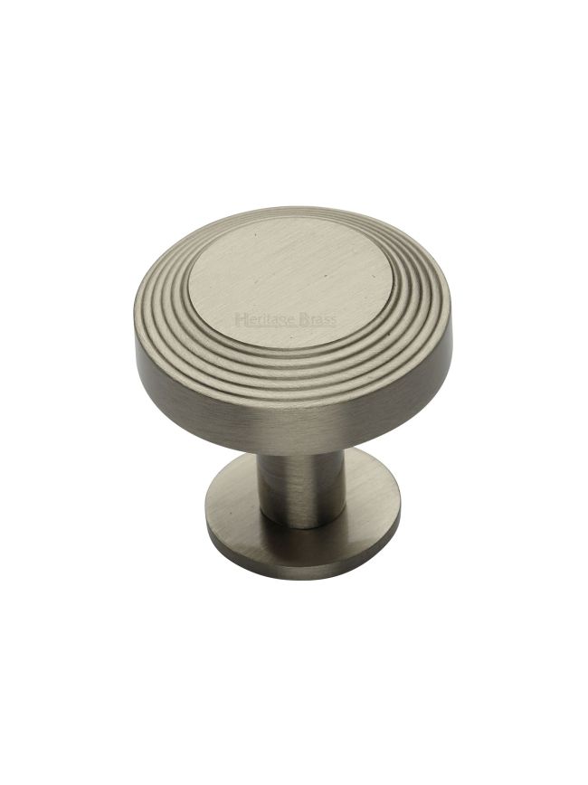 Heritage Brass Cabinet Knob Ridge Design with Rose 32mm Satin Nickel finishUK Registered Design Number 6194410