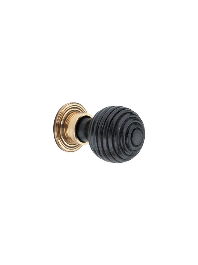 Ebonised Preston Large Cupboard Knob Aged Brass