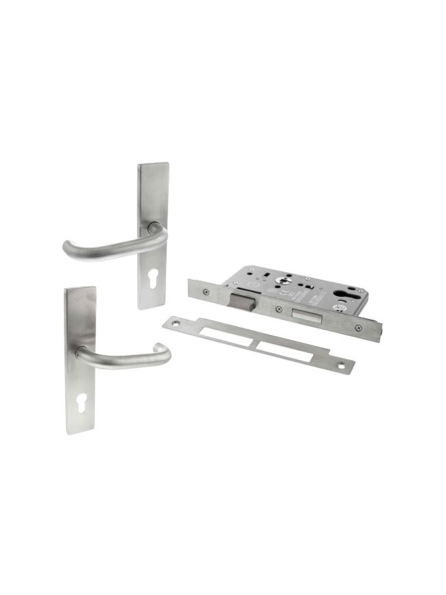 Atlantic DIN Square Euro Profile Escape Sashlock Double Throw with RTD lever 60mm backset - Satin Stainless Steel