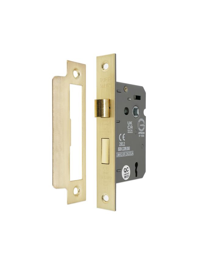 3" CE 3 Lever Mortice Sash Lock FD60 - Satin Brass