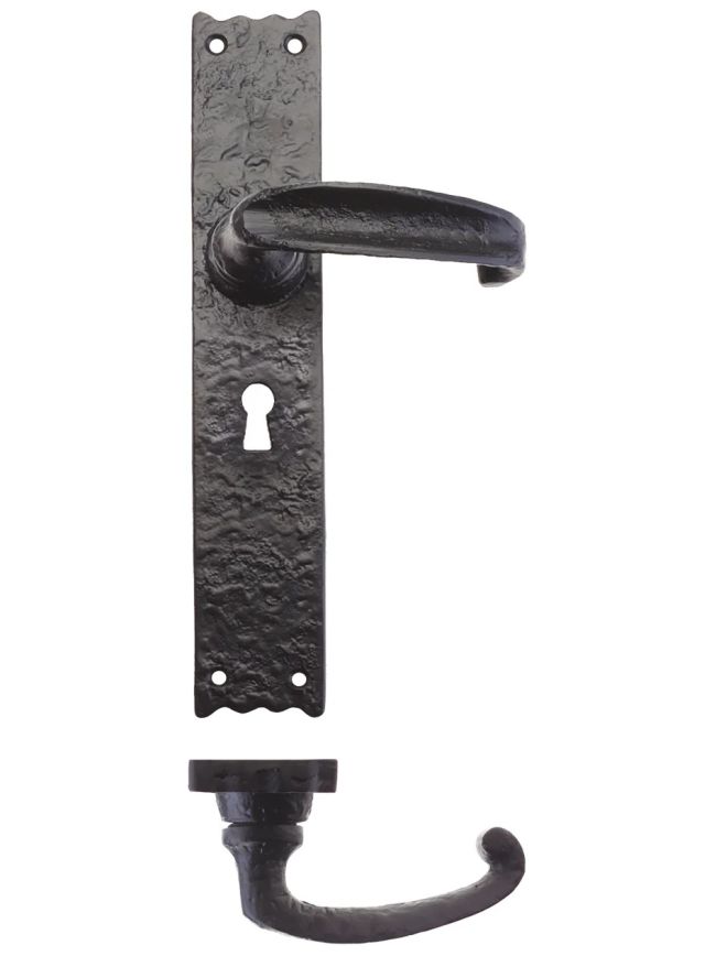 Zoo Hardware Traditional Lever on Lock Long Backplate - 10" - Black