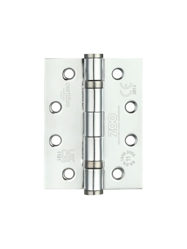 Zoo Hardware Ball Bearing Hinge - Steel 102 x 76 x 3mm - Polished Chrome