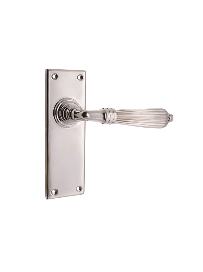 Regency Lever on Backplate Latch Polished Nickel