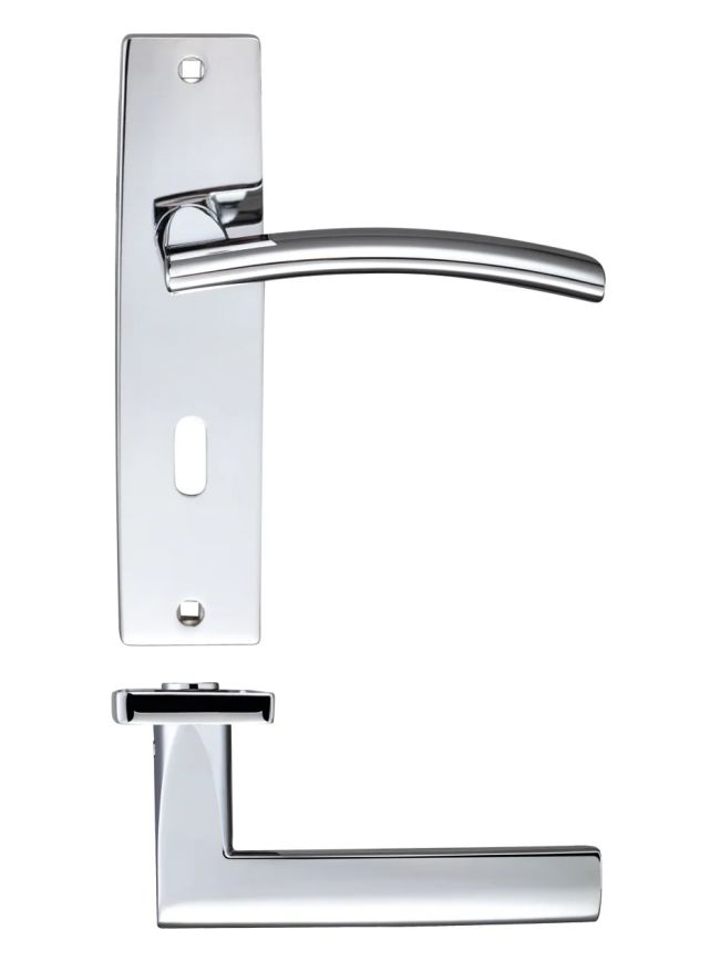 Zoo Hardware Amalfi lever on lock backplate - Polished Chrome