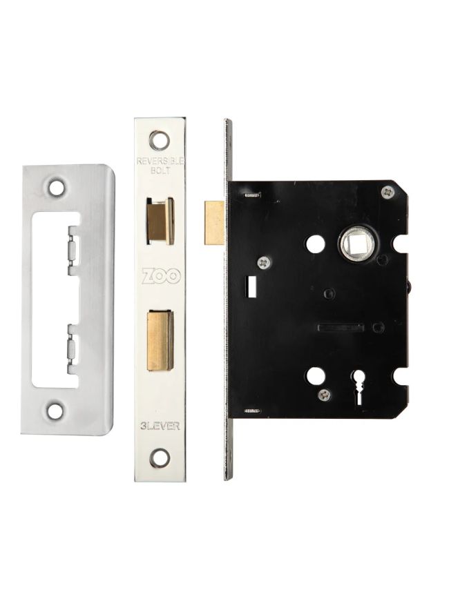 Zoo Hardware 3 Lever Sash Lock 3" - smaller case - Satin Stainless