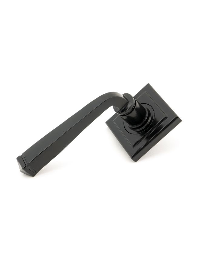 Black Avon Round Lever on Rose Set (Square)