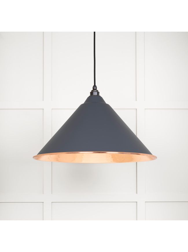 Hammered Copper Hockley Pendant in Slate
