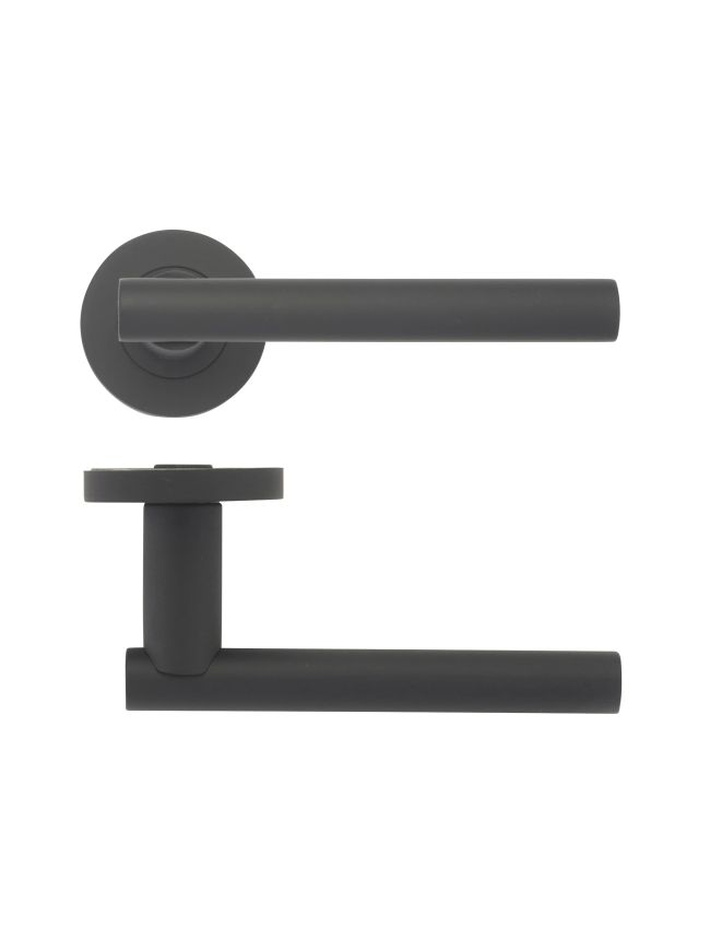 Zoo Hardware Lucca lever on round rose - Oscuro Matt Black