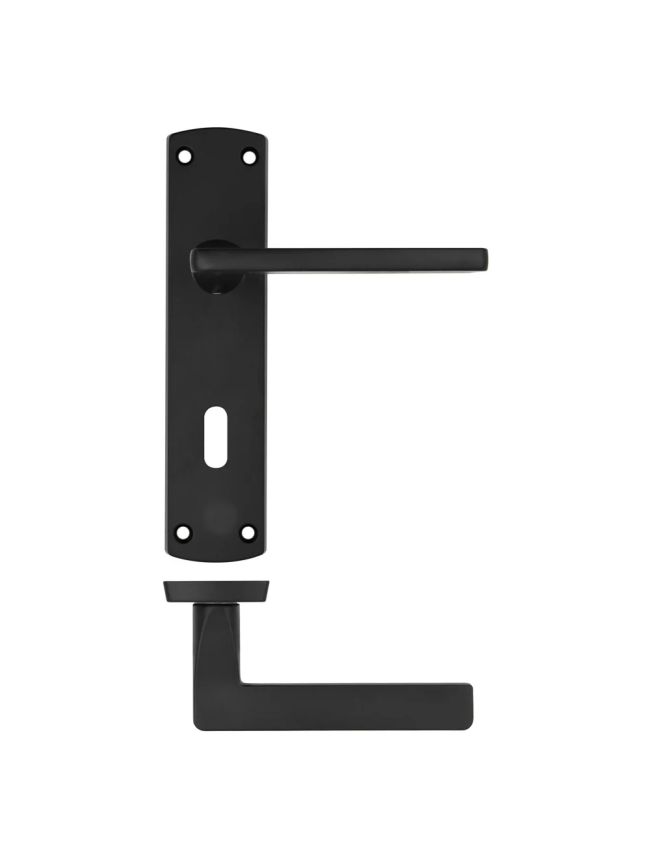 Zoo Hardware Leon lever on lock backplate - Matt Black