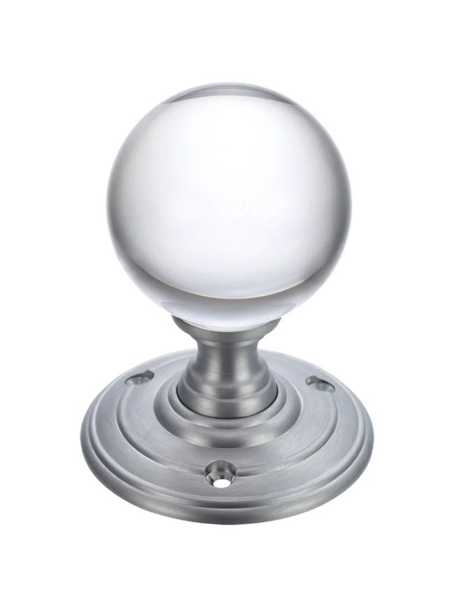 Zoo Hardware Glass Ball Mortice Knob - 55mm - Satin Chrome