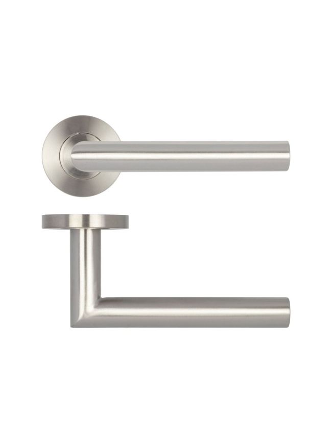 Julian Door Handle on Rose Grade 201 Satin Stainless Steel - By Frelan Hardware - JSS204