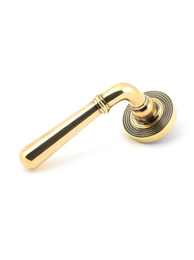 Aged Brass Newbury Lever on Rose Set (Beehive) - Unsprung