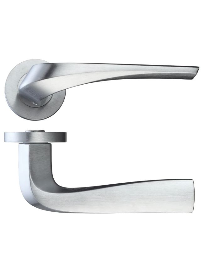 Zoo Hardware Aries lever on round rose - Satin Chrome