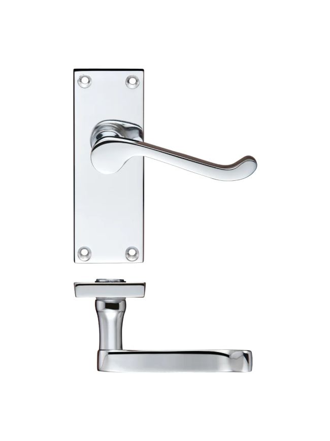 Zoo Hardware Project Victorian scroll lever on latch backplate - 114mm x 40mm - Polished Chrome