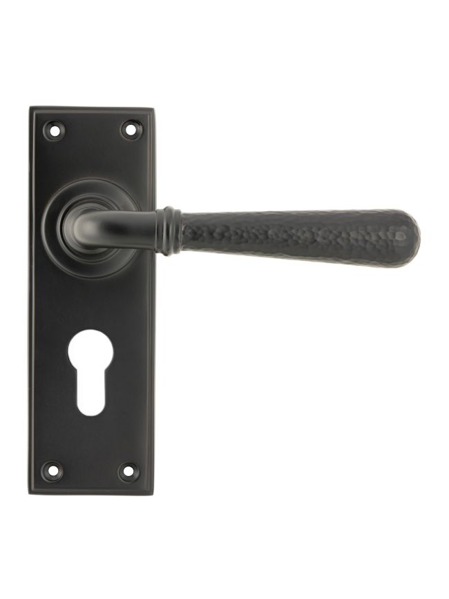 Aged Bronze Hammered Newbury Lever Euro Lock Set