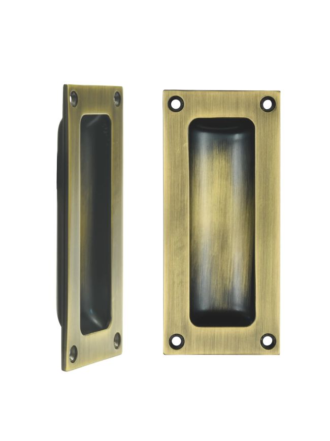 Zoo Hardware Flush Pull - 102 x 45mm 13mm Depth - Antique Brass