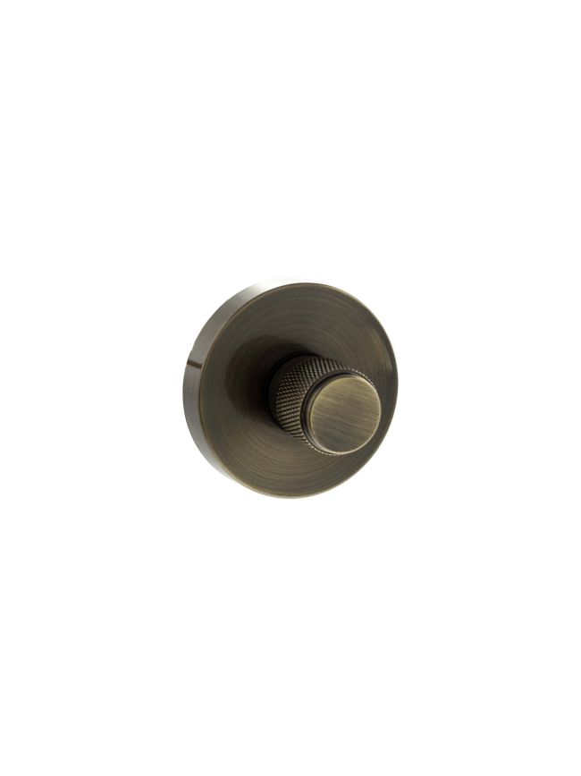 Senza Pari Knurled WC Turn and Release on Minimal Round Rose - Antique Brass