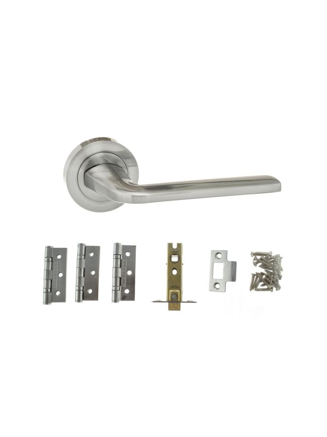 Atlantic Surf Door Pack Bundle (2.5" Latch, 3"x2" Hingesx3) - Satin Chrome