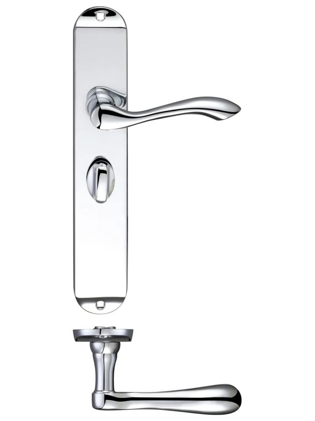 Zoo Hardware Arundel Lever Bathroom (57mm c/c) Furniture - Long Plate - Polished Chrome