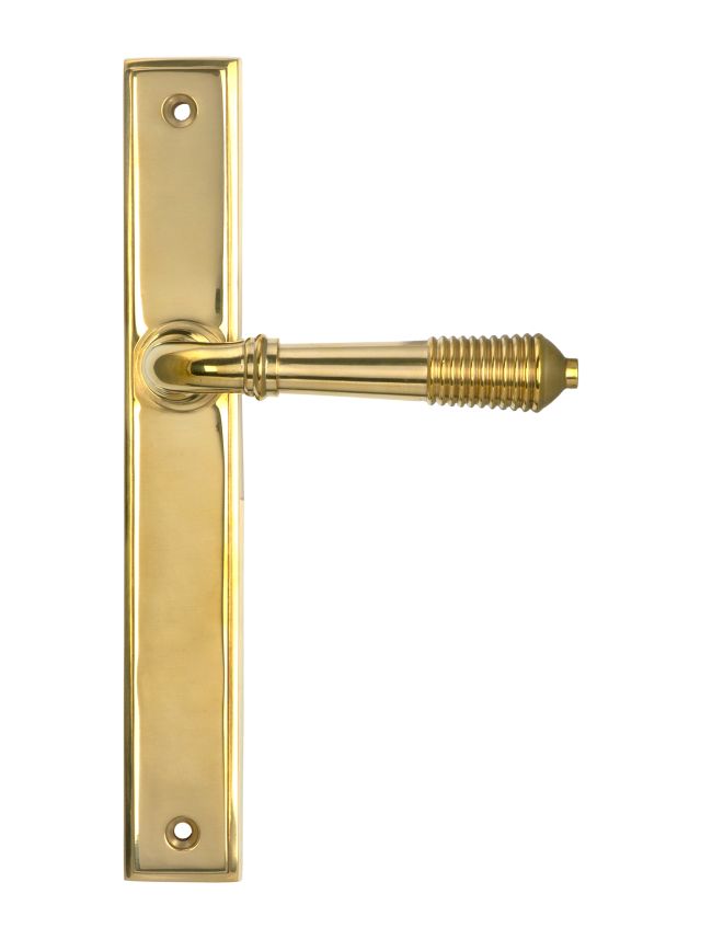 Polished Brass Reeded Slimline Lever Latch Set