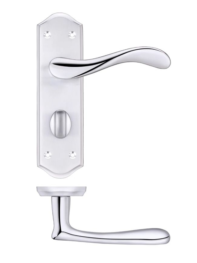 Zoo Hardware Project Asti lever on bathroom backplate - Satin