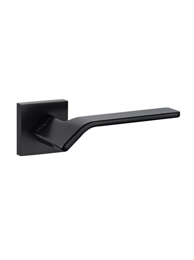 Oro & Oro Frana Lever Door Handle on Square Rose - Matt Black (Pair)