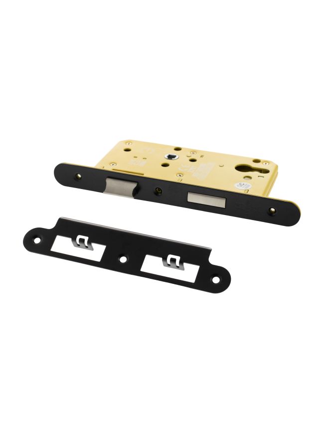 Atlantic DIN Radius Heavy Duty Euro Profile Sashlock Double Throw 60mm backset - Matt Black