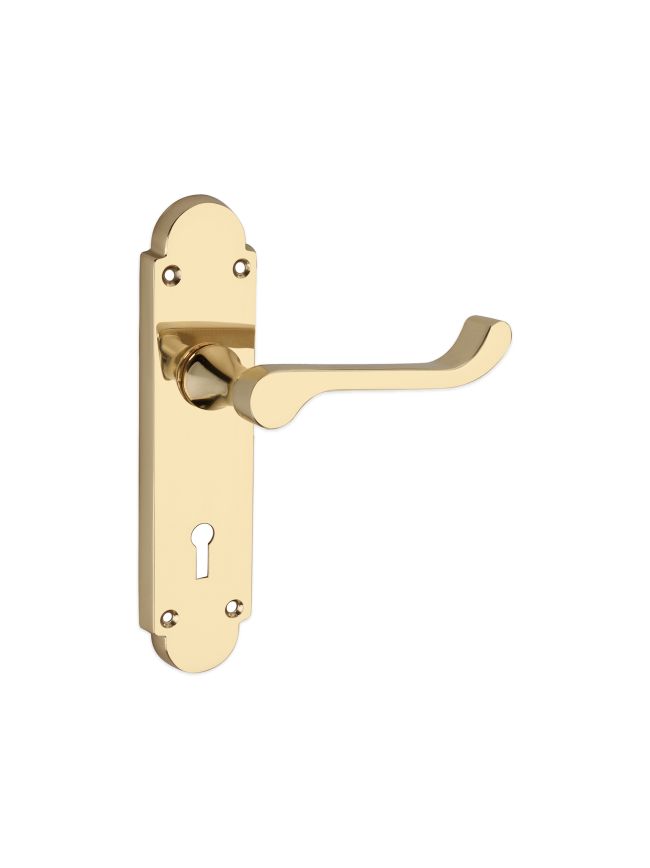 Oakley Lever on Backplate Lock Polished Brass