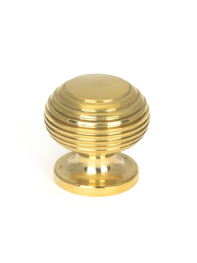 Polished Brass Beehive Cabinet Knob 30mm