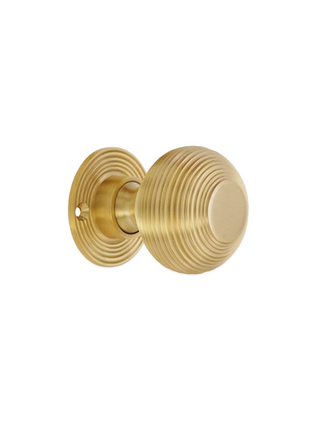 Beehive 50mm Mortice/Rim Door Knob Satin Brass