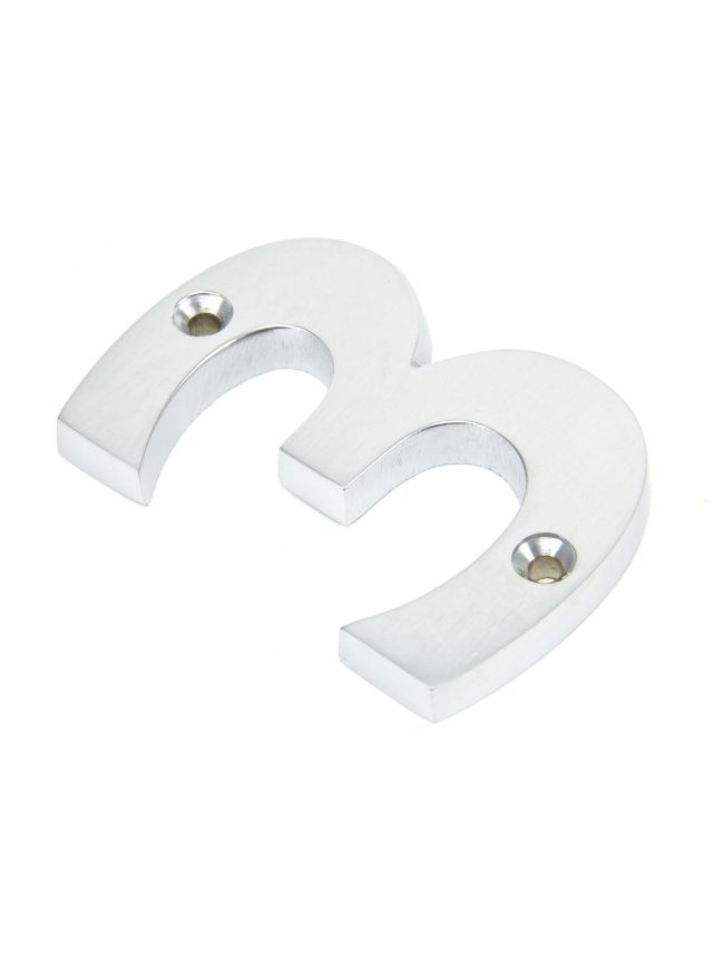Satin Chrome Numeral 3