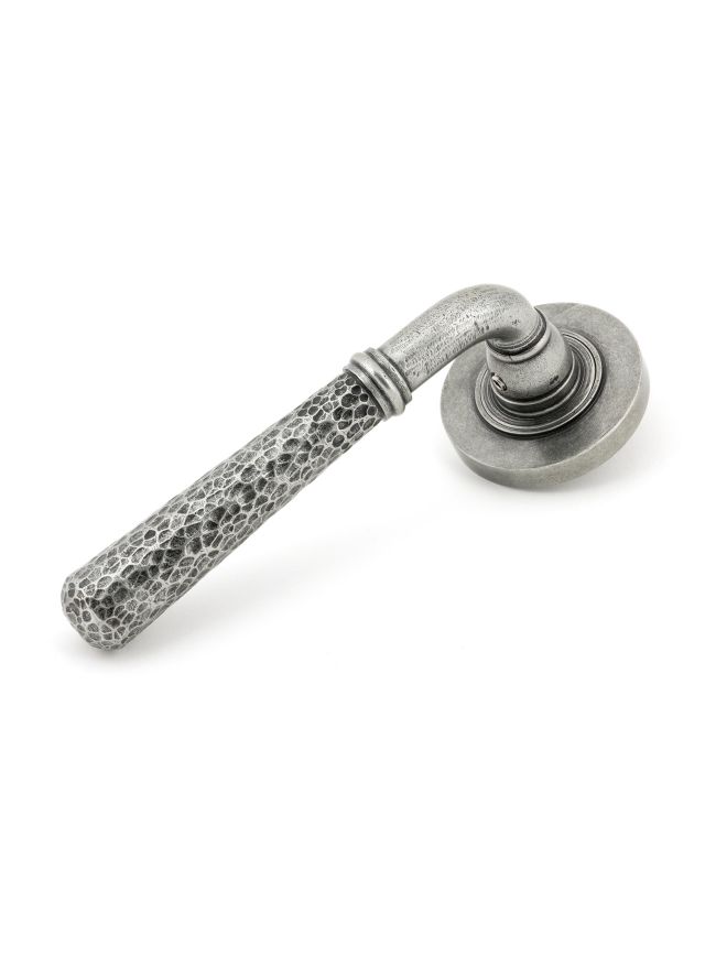 Pewter Hammered Newbury Lever on Rose Set (Plain)
