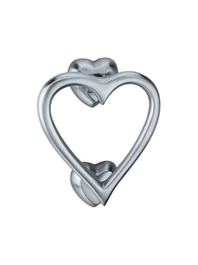 Heart Door Knocker Satin Chrome
