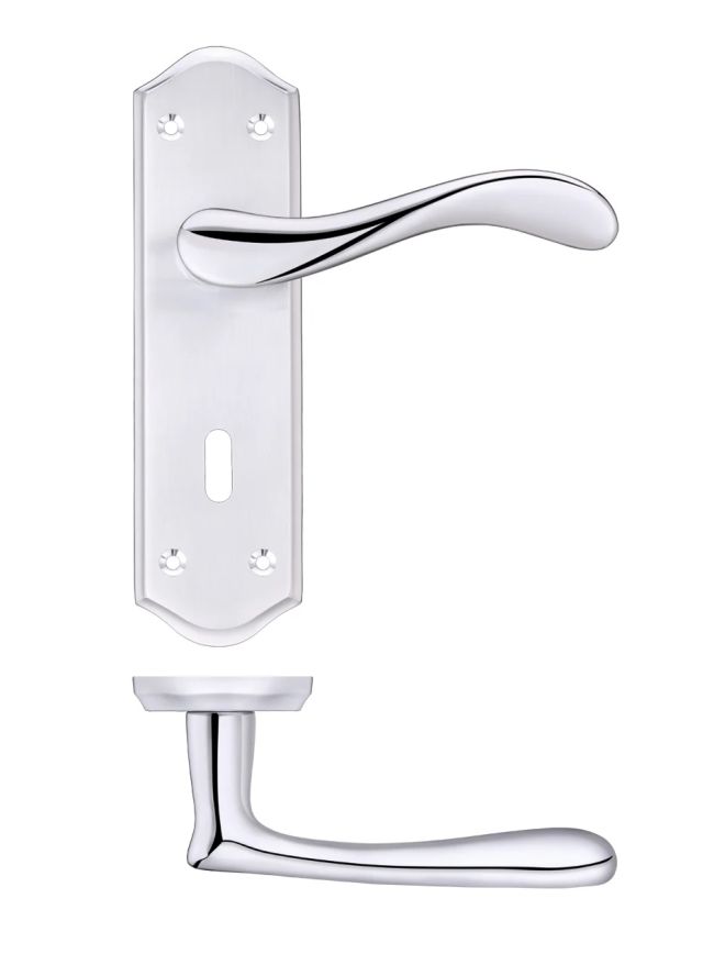 Zoo Hardware Project Asti lever on lock backplate - Satin