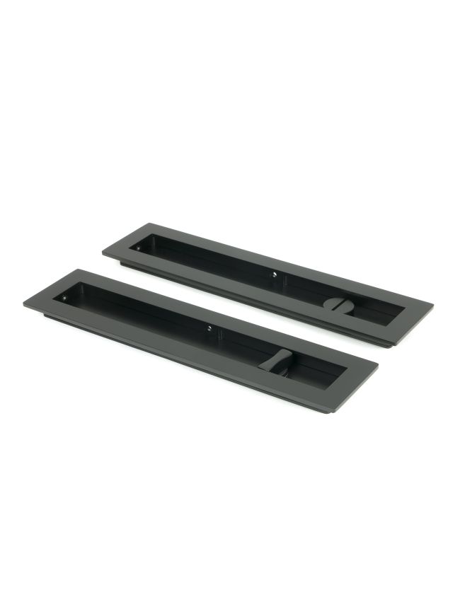 Matt Black 250mm Plain Rectangular Pull - Privacy Set
