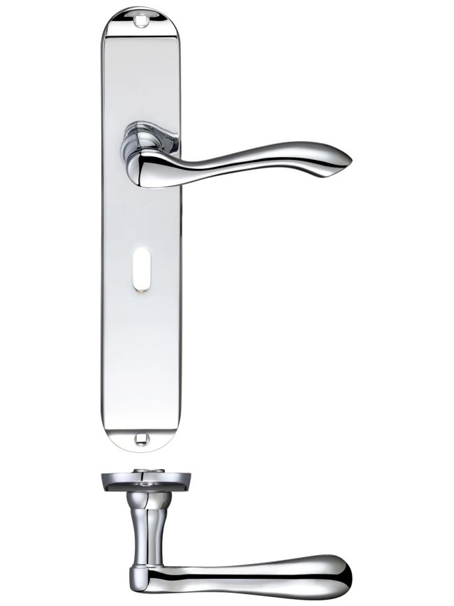 Zoo Hardware Arundel Lever Lock (57mm c/c) Furniture - Long Plate - Chrome