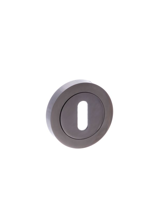 STATUS Key Escutcheons on Round Rose - Black Nickel (Pair)