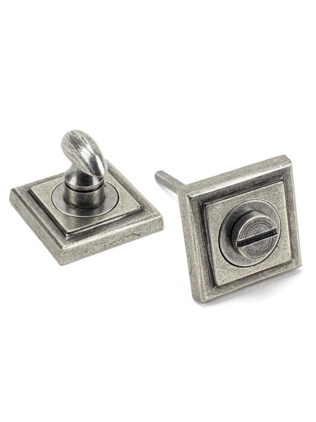 Pewter Round Thumbturn Set (Square)