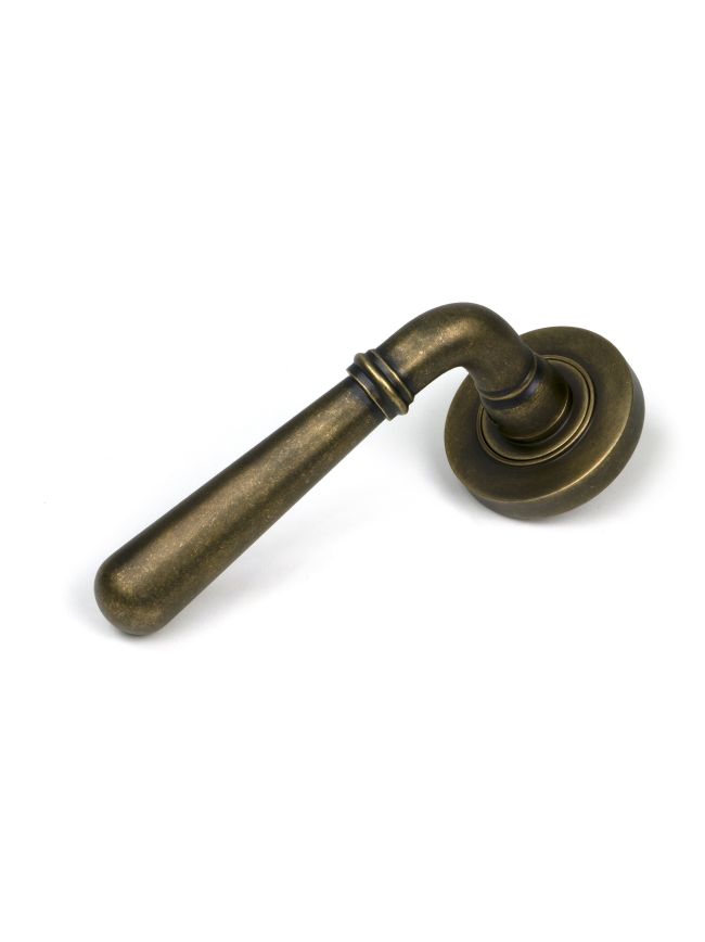 Burnished Brass Newbury Lever on Rose Set (Plain) - Unsprung