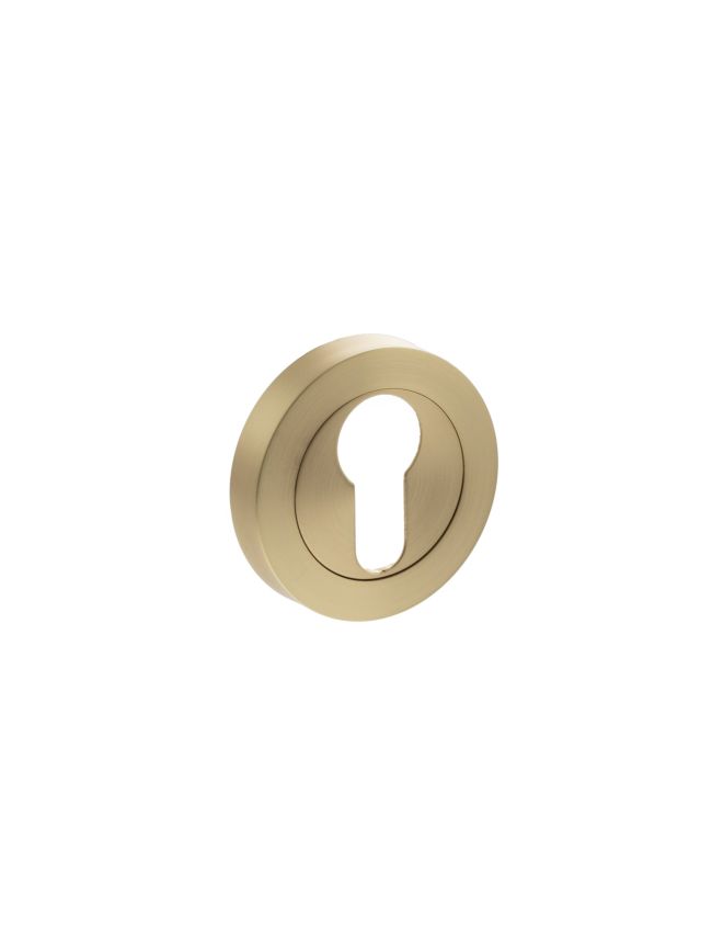 STATUS Euro Escutcheons on Round Rose - Satin Brass (Pair)