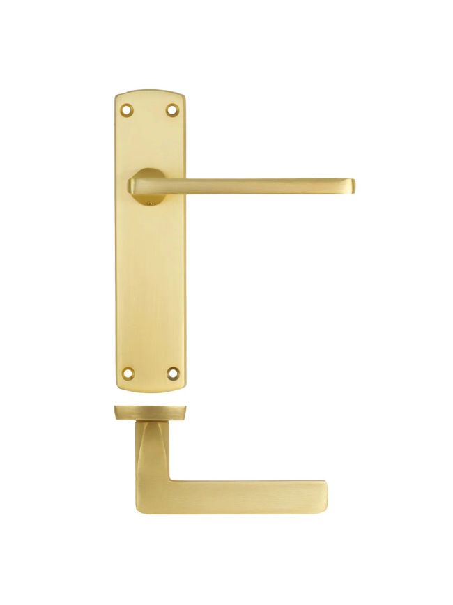 Zoo Hardware Leon lever on latch backplate - Satin Brass