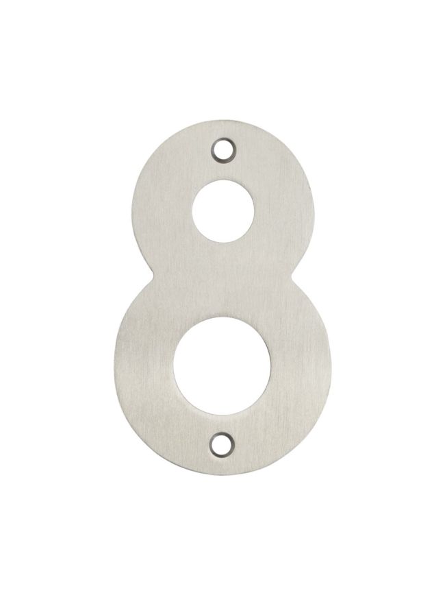 100mm Numerals SSS Finish 100mm Satin Stainless Steel No. 8 - By Frelan Hardware - JSS-8