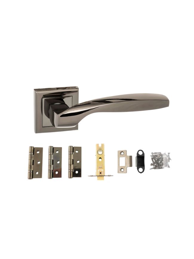Atlantic Oklahoma Door Pack Bundle (3" Latch, 3"x2" Hingesx3) - Black Nickel