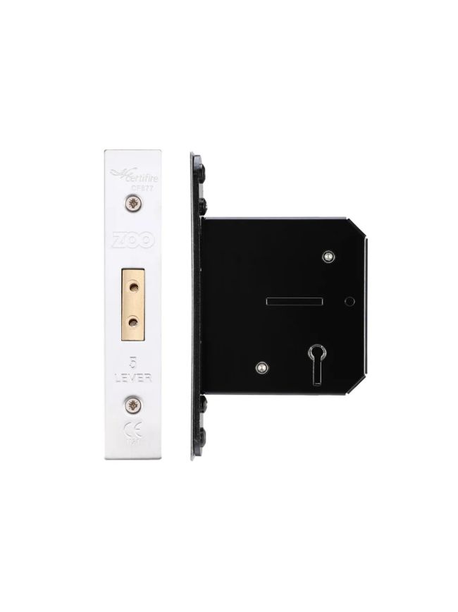 Zoo Hardware 5 Lever Dead Lock - 76mm C/W PVD Forend and Strike - Satin Stainless