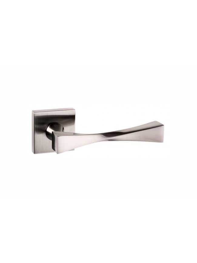 Senza Pari Guido Lever Door Handle on Flush Square Rose - Satin Nickel (Pair)