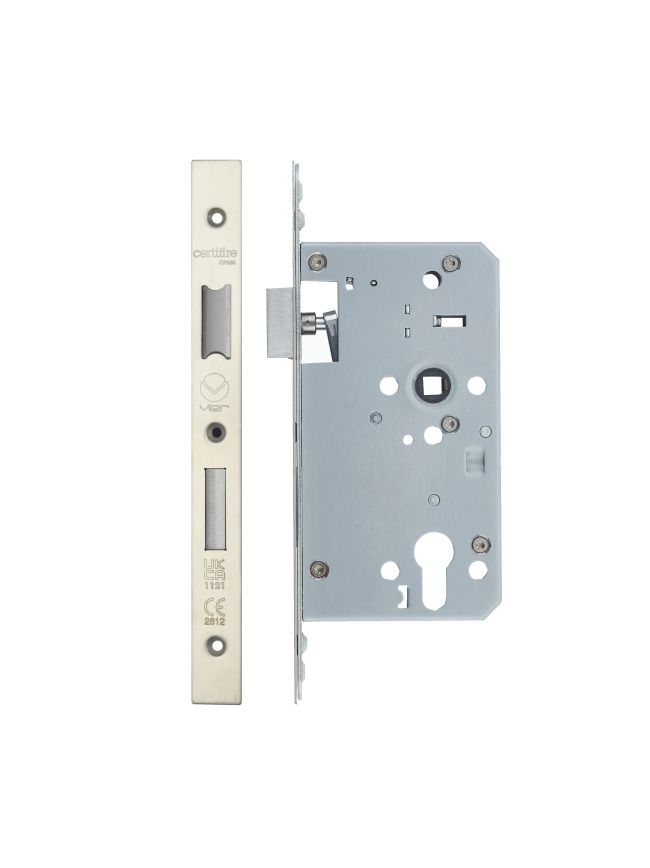 Zoo Hardware Din Euro Sashlock- Backset 60mm - 2 Pc Forend - Square - SSS - Single Throw - Stainless Steel
