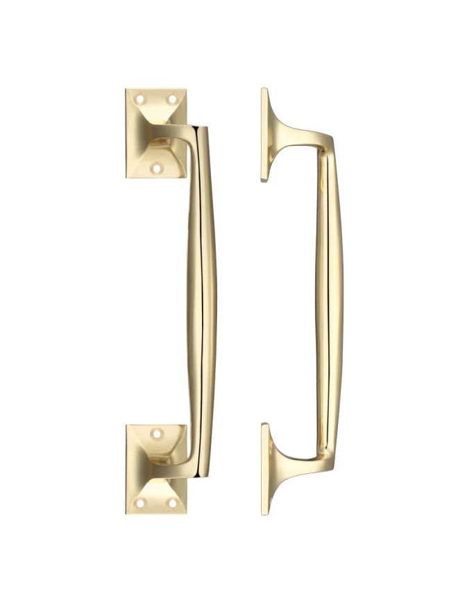 Zoo Hardware Pull Handle on Square Rose - Polished Brass