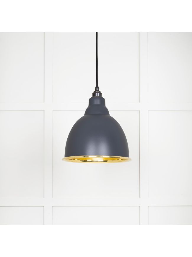 Smooth Brass Brindley Pendant in Slate