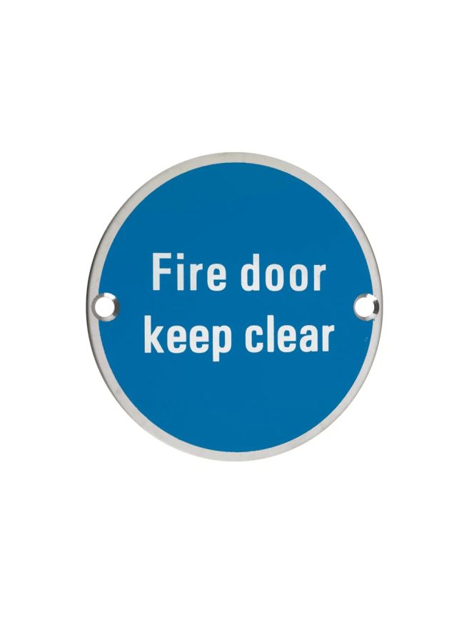 Zoo Hardware Fire Door Keep Clear - 76mm dia - Stainless Steel